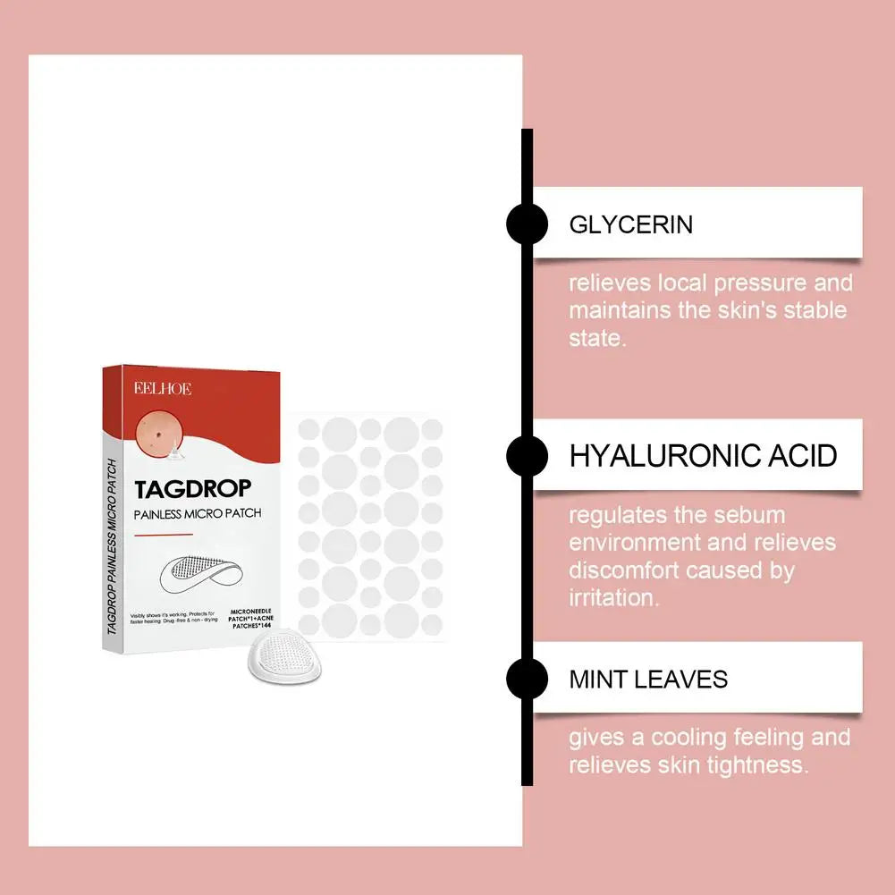 144PCs Face Patches For Pimples Microneedles Drying Patch Blemish Covering Stickers Invisible Spot Care Beauty Face Care Tool