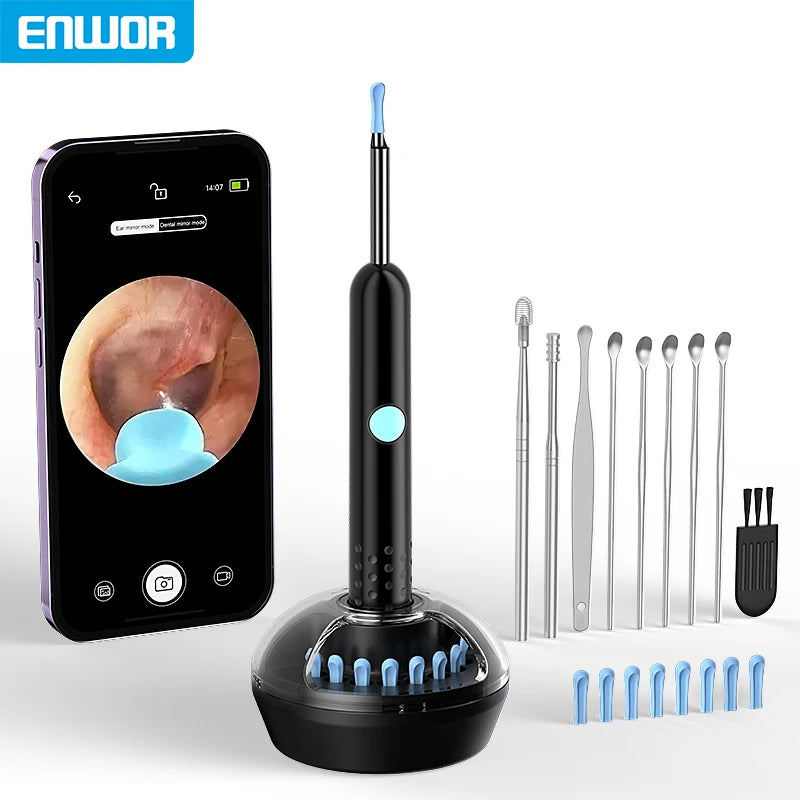 4.2mm WiFi Ear Cleaner Camera for iOS/Android Phones with Ear Spoon Compartmen Endoscope Ear Picker Mini Camera Ear Cleaning Set