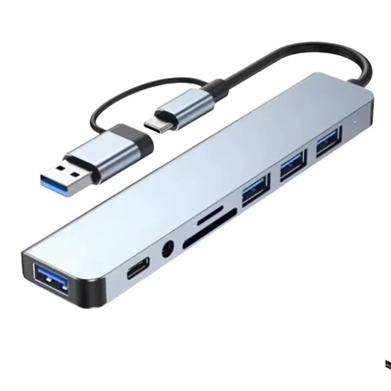 8 In 1 USB C Hub Expander Multiport Adapter Type C Splitter Dock USB 3 Port For Xiaomi Phone Tablet Fast Data Transfer Charging