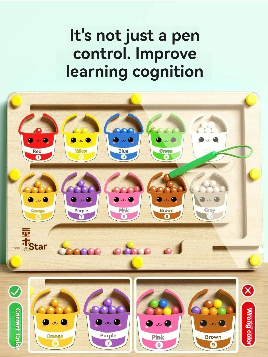 Children's Magnetic Maze Walking Ball Baby Concentration Training, Writing Logic Thinking 3 year Old Early Education Puzzle To