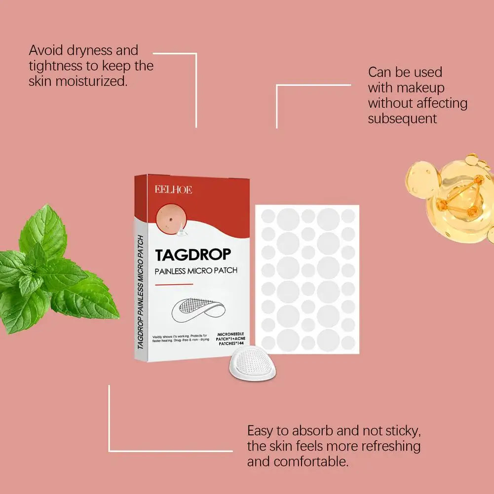 144PCs Face Patches For Pimples Microneedles Drying Patch Blemish Covering Stickers Invisible Spot Care Beauty Face Care Tool