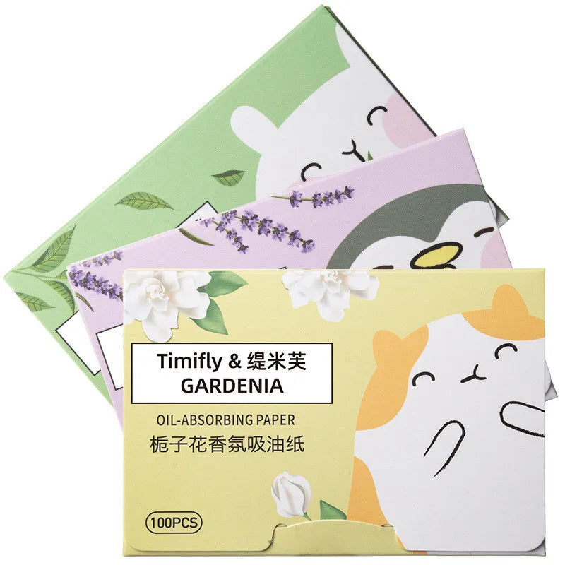 100 Pieces Fragrance Facial Oil-absorbing Paper for T-zone Oil Control