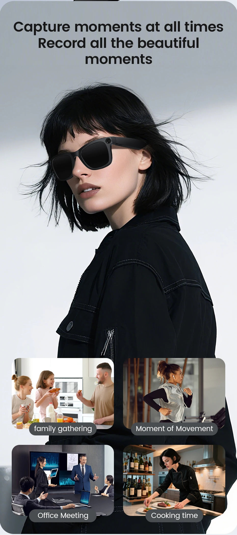 AI Smart Camera Video Recorder Sunglasses Men Women 2025 Translator Headphones Sun Glasses Waterproof Anti Blue Light Eyewear