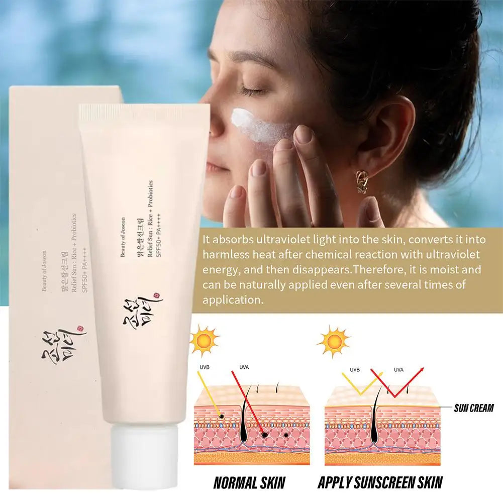 50ml Rice Sunscreen Lightweight Non-Greasy Sensitive Skin Long-Lasting Protection Effective Sun Protection Rice Sunscreen 2025