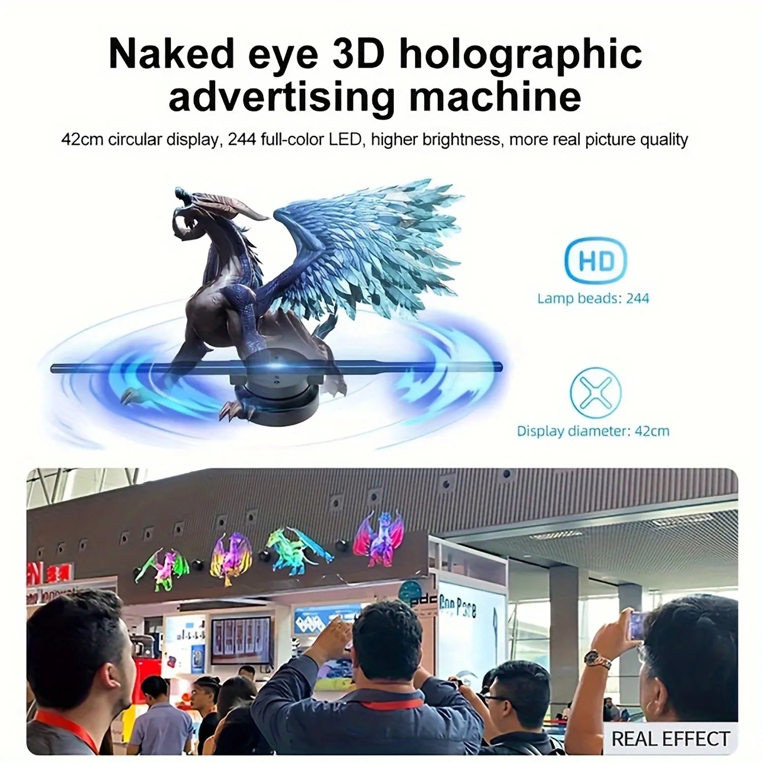 3D Holographic Projection Fan APP Application Controls Commercial Store 3D Advertising Projection Display Lights