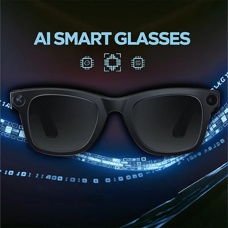 AI Smart Camera Video Recorder Sunglasses Men Women 2025 Translator Headphones Sun Glasses Waterproof Anti Blue Light Eyewear