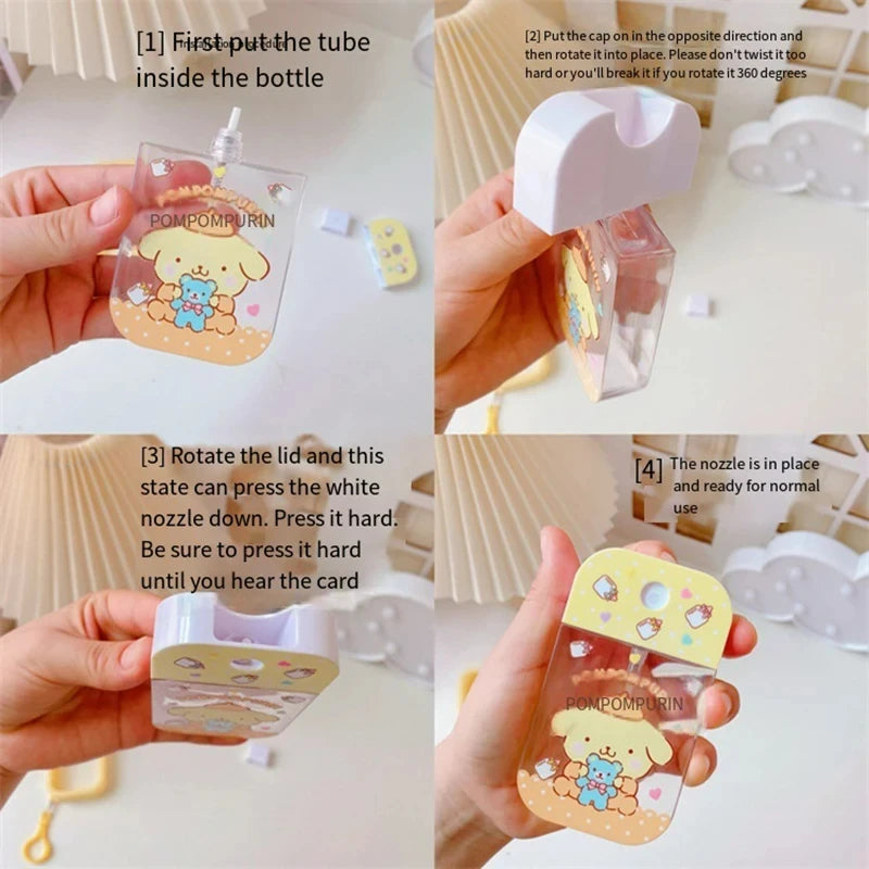 50ml Anime Hello Kitty Sanrio Perfume Spray Bottle Kuromi Cinnamoroll Travel Portable My Melody Cartoon Alcohol Press Bottled