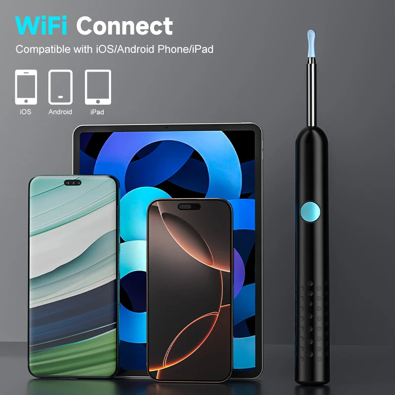 4.2mm WiFi Ear Cleaner Camera for iOS/Android Phones with Ear Spoon Compartmen Endoscope Ear Picker Mini Camera Ear Cleaning Set