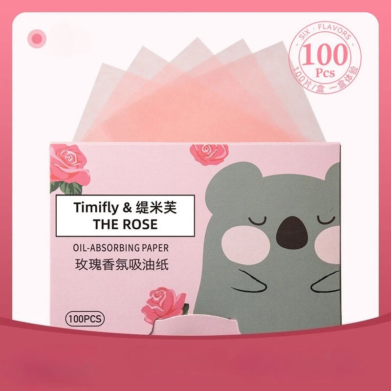 100 Pieces Fragrance Facial Oil-absorbing Paper for T-zone Oil Control