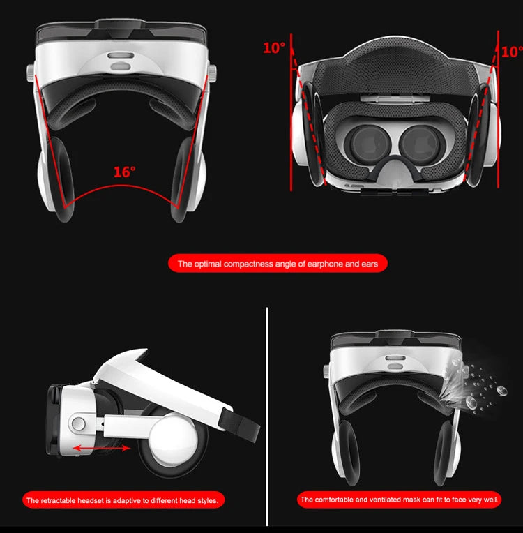 Virtual Reality 3D VR Glasses Headset Phone Viar Device Helmet Lenses Goggles Smart Smartphone Headphone Mobile Game Cell Viewer