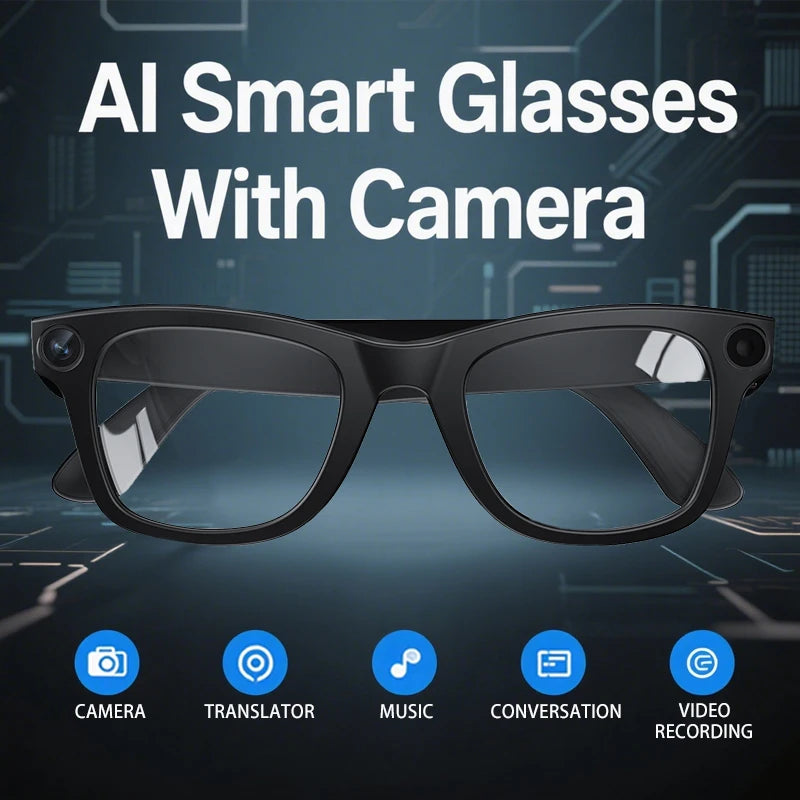 AI Smart Camera Video Recorder Sunglasses Men Women 2025 Translator Headphones Sun Glasses Waterproof Anti Blue Light Eyewear