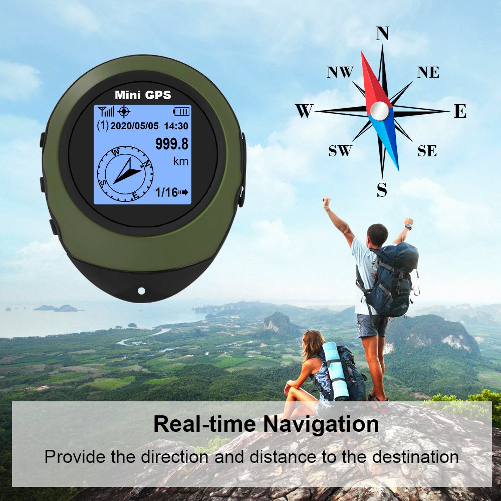 High-Precision Satellite Mini Handheld GPS Coordinates Compass Altitude Locator Navigator Outdoor Sports Travel Hiking Tracking