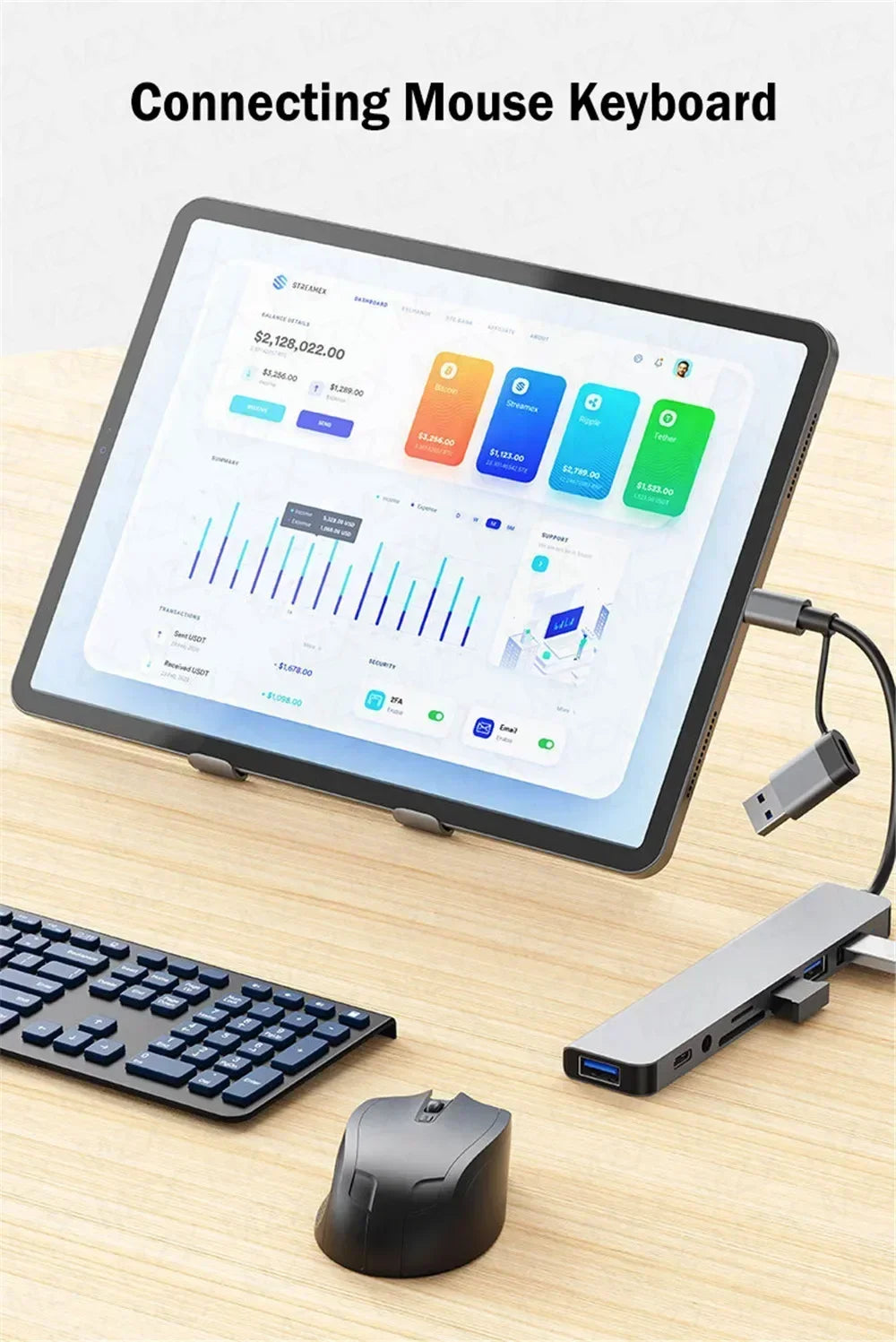 8 In 1 USB C Hub Expander Multiport Adapter Type C Splitter Dock USB 3 Port For Xiaomi Phone Tablet Fast Data Transfer Charging