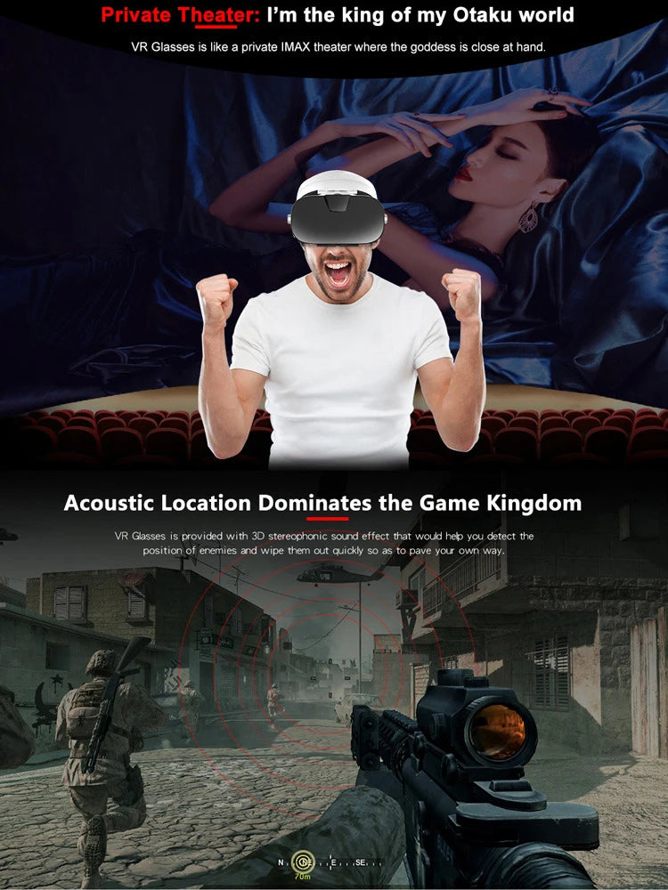Virtual Reality 3D VR Glasses Headset Phone Viar Device Helmet Lenses Goggles Smart Smartphone Headphone Mobile Game Cell Viewer