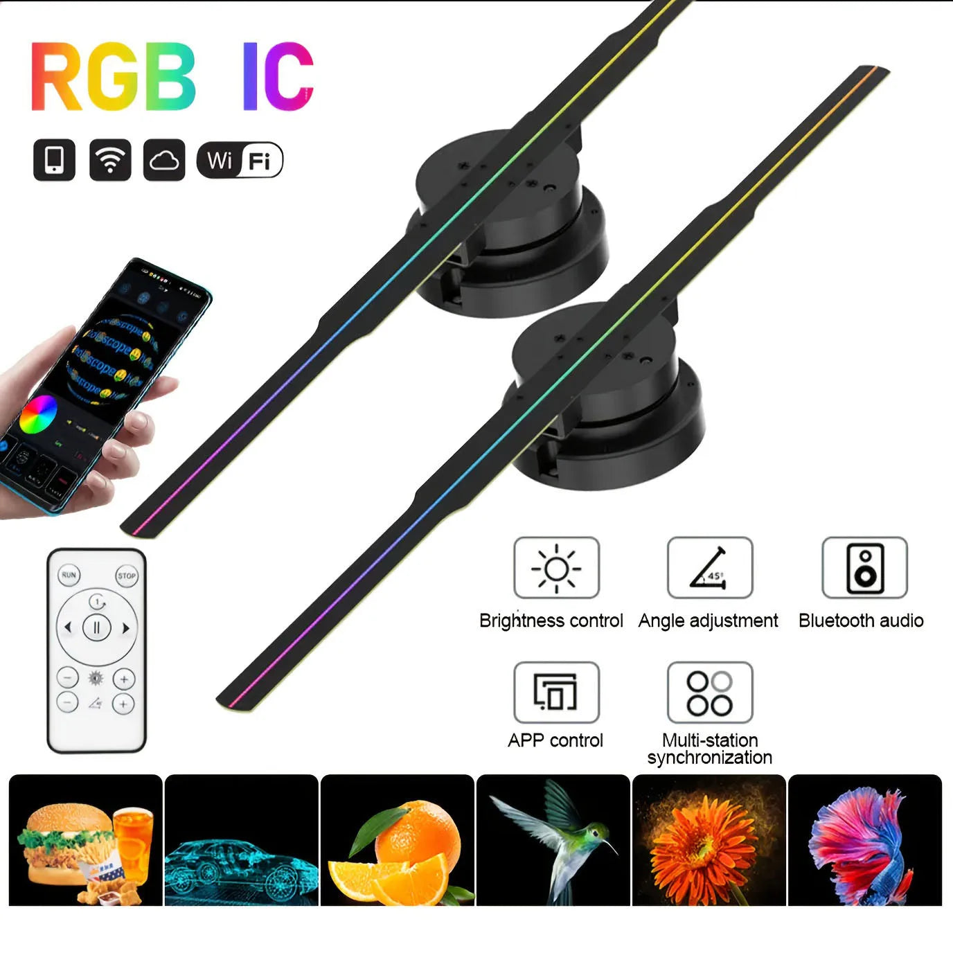 3D Holographic Projection Fan APP Application Controls Commercial Store 3D Advertising Projection Display Lights