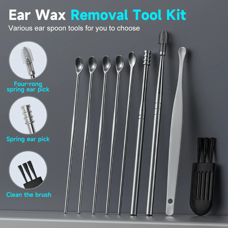 4.2mm WiFi Ear Cleaner Camera for iOS/Android Phones with Ear Spoon Compartmen Endoscope Ear Picker Mini Camera Ear Cleaning Set