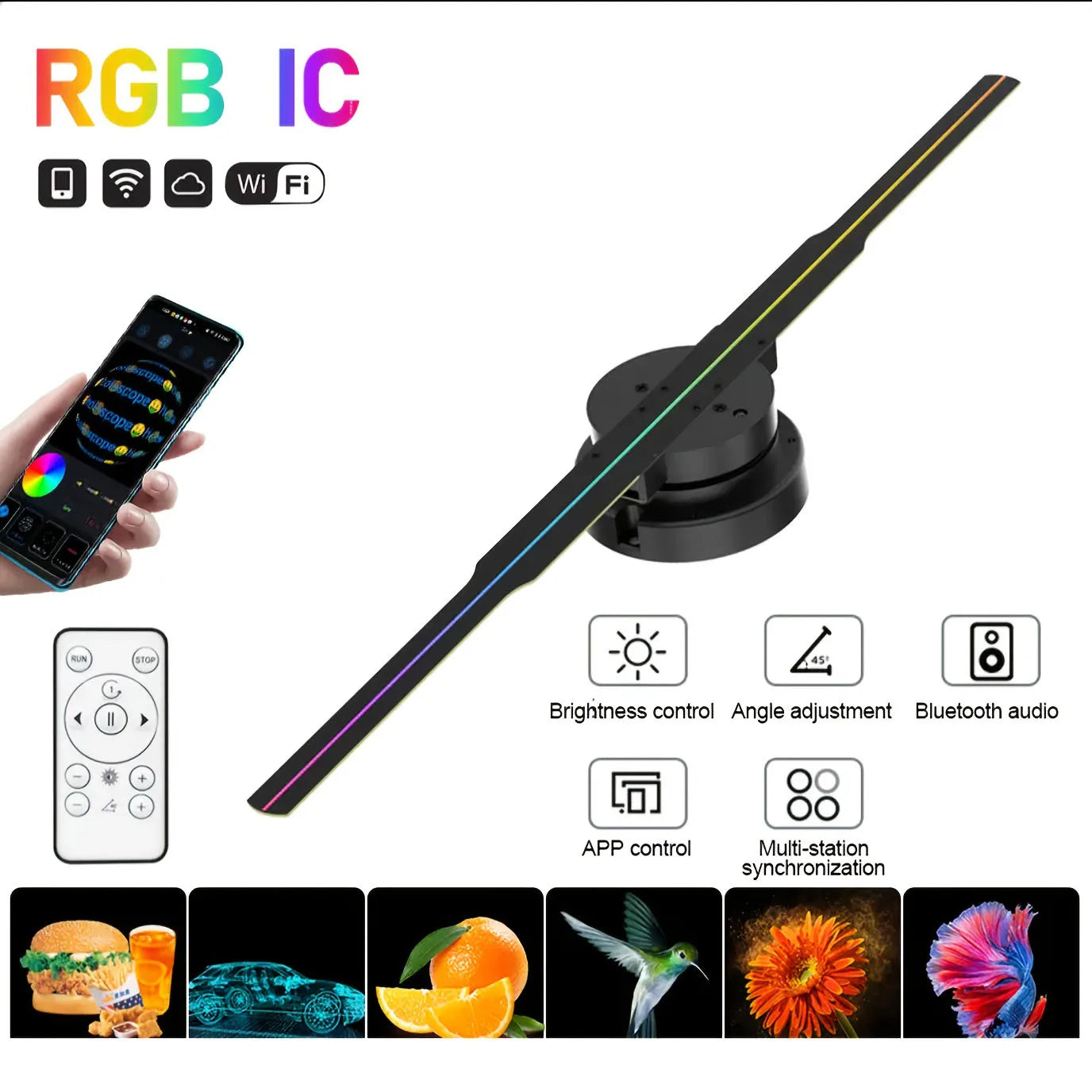 3D Holographic Projection Fan APP Application Controls Commercial Store 3D Advertising Projection Display Lights