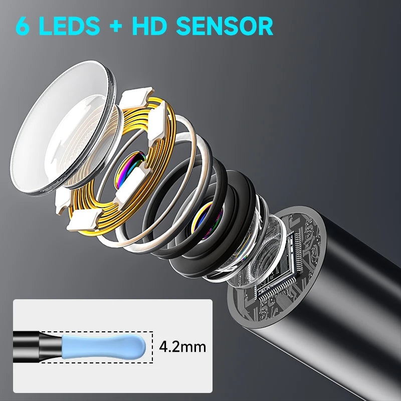 4.2mm WiFi Ear Cleaner Camera for iOS/Android Phones with Ear Spoon Compartmen Endoscope Ear Picker Mini Camera Ear Cleaning Set