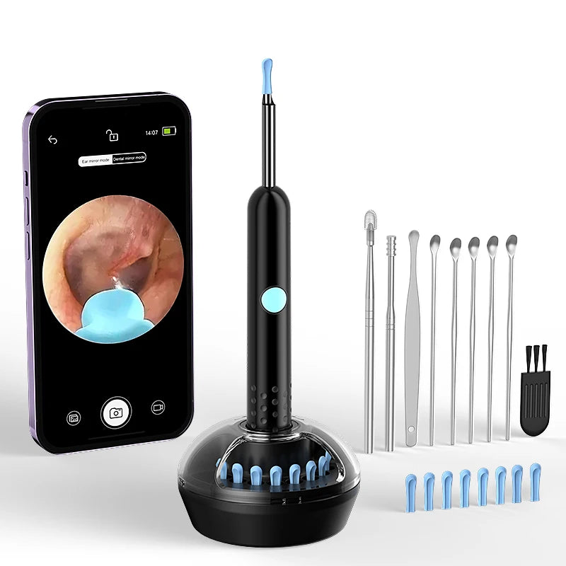 4.2mm WiFi Ear Cleaner Camera for iOS/Android Phones with Ear Spoon Compartmen Endoscope Ear Picker Mini Camera Ear Cleaning Set