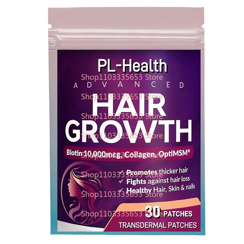 30 Patches Hair Growth Vitamins Transdermal Patches for Women Stronger & Healthier Hair, Skin and Nails