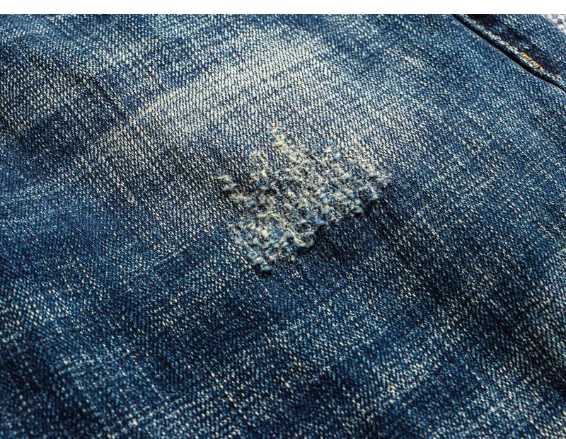 Italian Style Fashion Men Jeans Retro Black Blue Elastic Slim Fit Ripped Jeans Men Trousers Vintage Designer Casual Denim Pants