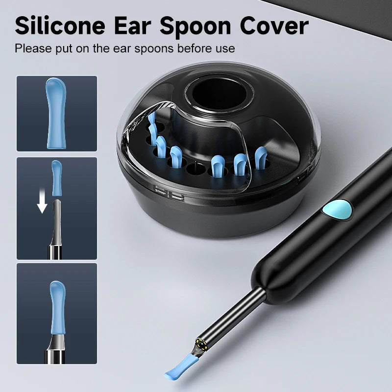 4.2mm WiFi Ear Cleaner Camera for iOS/Android Phones with Ear Spoon Compartmen Endoscope Ear Picker Mini Camera Ear Cleaning Set