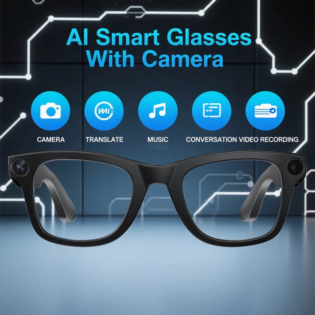 AI Smart Camera Video Recorder Sunglasses Men Women 2025 Translator Headphones Sun Glasses Waterproof Anti Blue Light Eyewear
