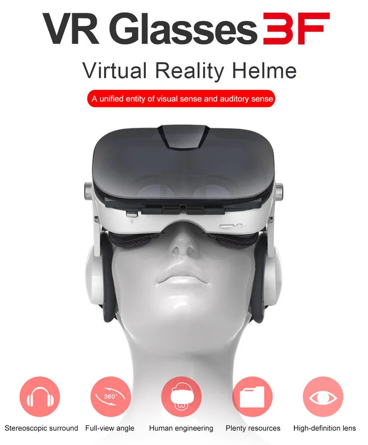 Virtual Reality 3D VR Glasses Headset Phone Viar Device Helmet Lenses Goggles Smart Smartphone Headphone Mobile Game Cell Viewer